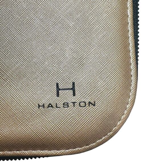 Halston Gold Travel Jewelry Organizer Case 9x6.5” Zip Around-Earrings Necklaces - Picture 2 of 10